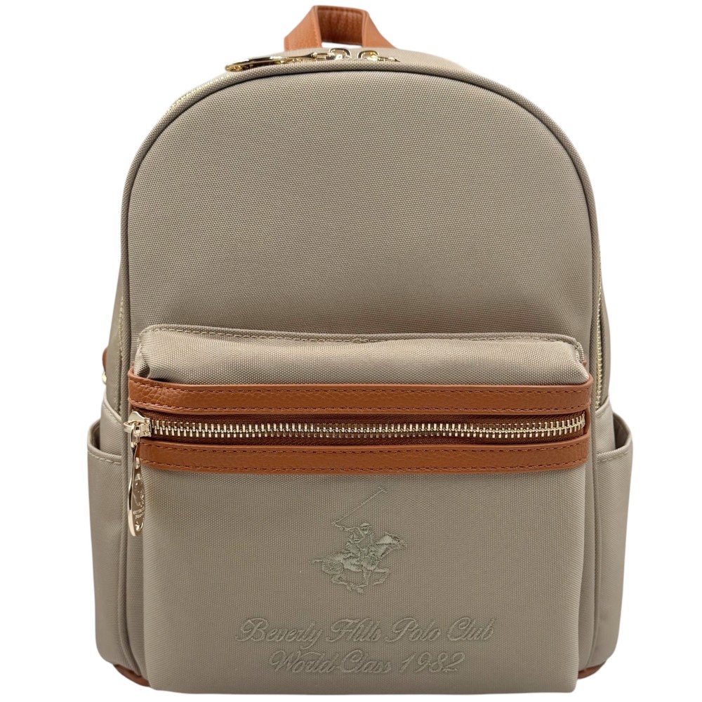 Beverly Hills Polo Club BH-4062 Γυναικεία Τσάντα Πλάτης Backpack Μπεζ Τσάντες