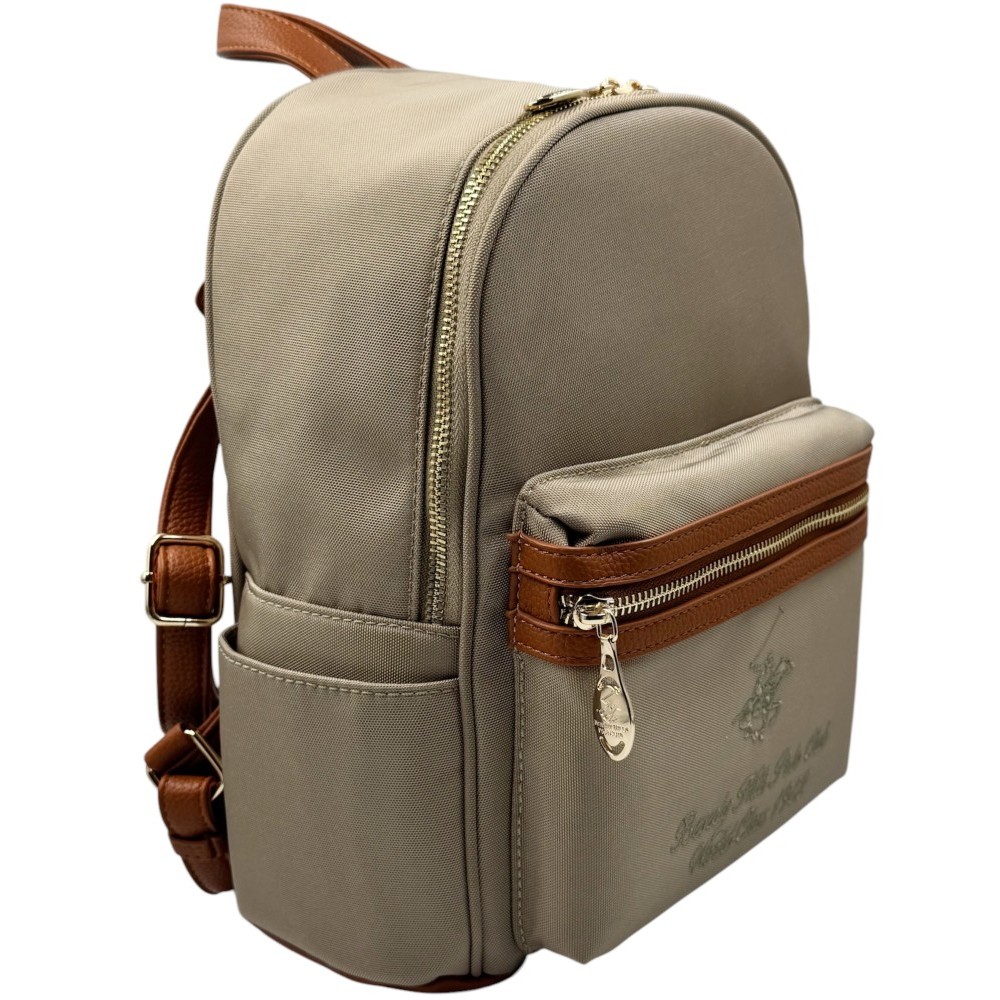 Beverly Hills Polo Club BH-4062 Γυναικεία Τσάντα Πλάτης Backpack Μπεζ Τσάντες