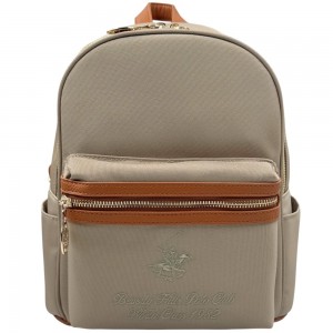 Beverly Hills Polo Club BH-4062 Γυναικεία Τσάντα Πλάτης Backpack Μπεζ Τσάντες